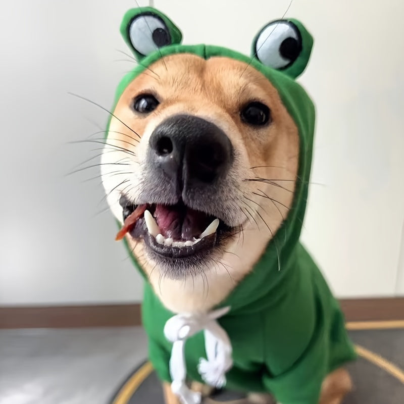 Sweat à Capuche Grenouille pour Chats et Chiens – Pull Vert Mignon en Maille Douce