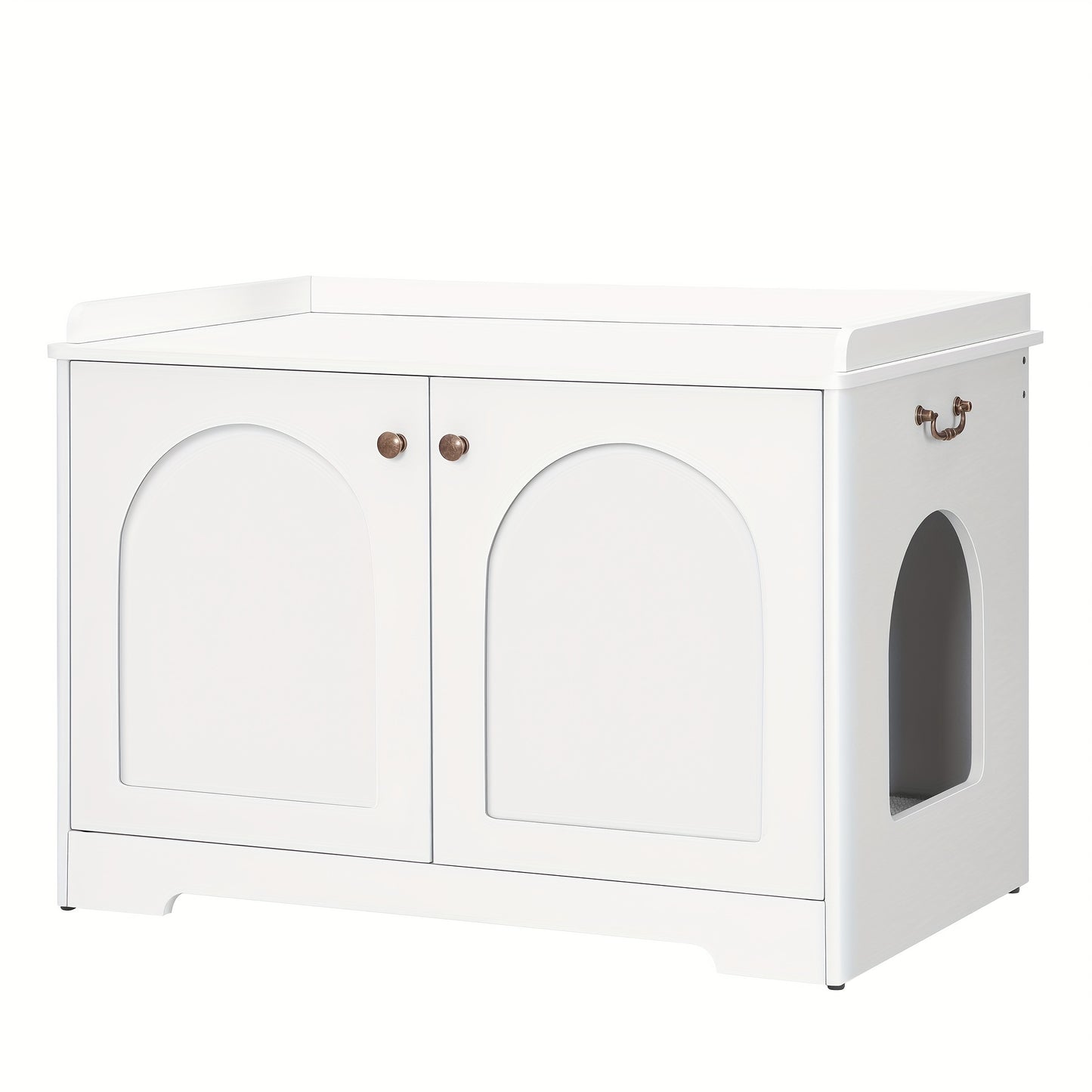 Meuble Cache-Litière avec Poignées – Blanc 80 cm