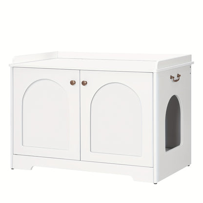 Meuble Cache-Litière avec Poignées – Blanc 80 cm