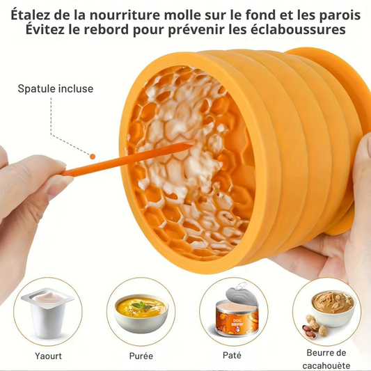 Bol à Lécher Cylindrique avec Ventouse en Silicone pour Chien