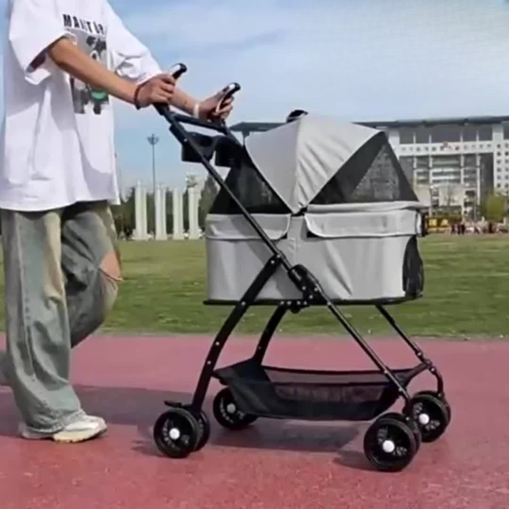 Poussette Pliable avec Panier Détachable pour Animaux