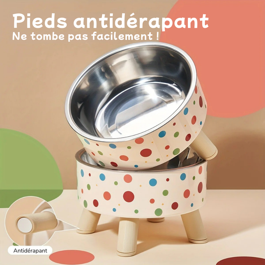 Gamelle surélevée en inox pour chien et chat