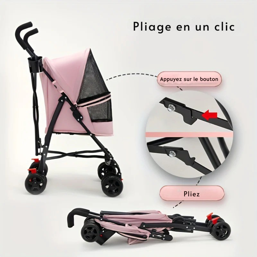 Poussette Pliable pour Petits Chiens et Chats
