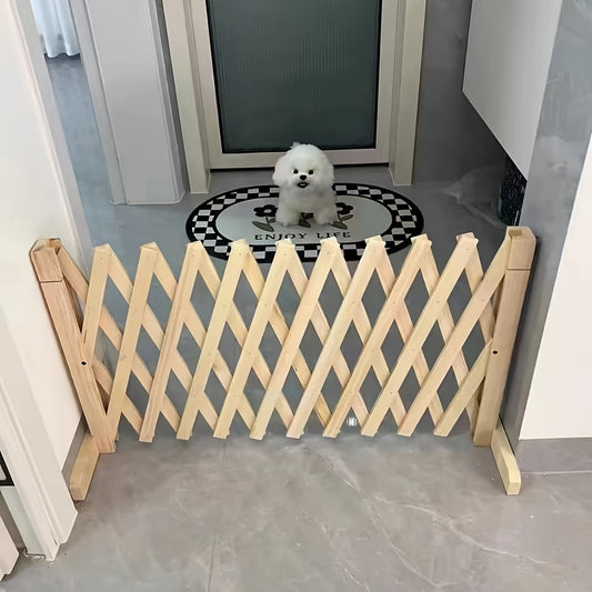 Barrière Extensible en Bois Naturel pour Chiens – Plusieurs Tailles