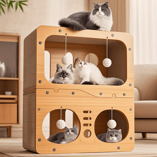 Maison Griffoir Verticale à Deux Niveaux pour Chats de Grande Taille