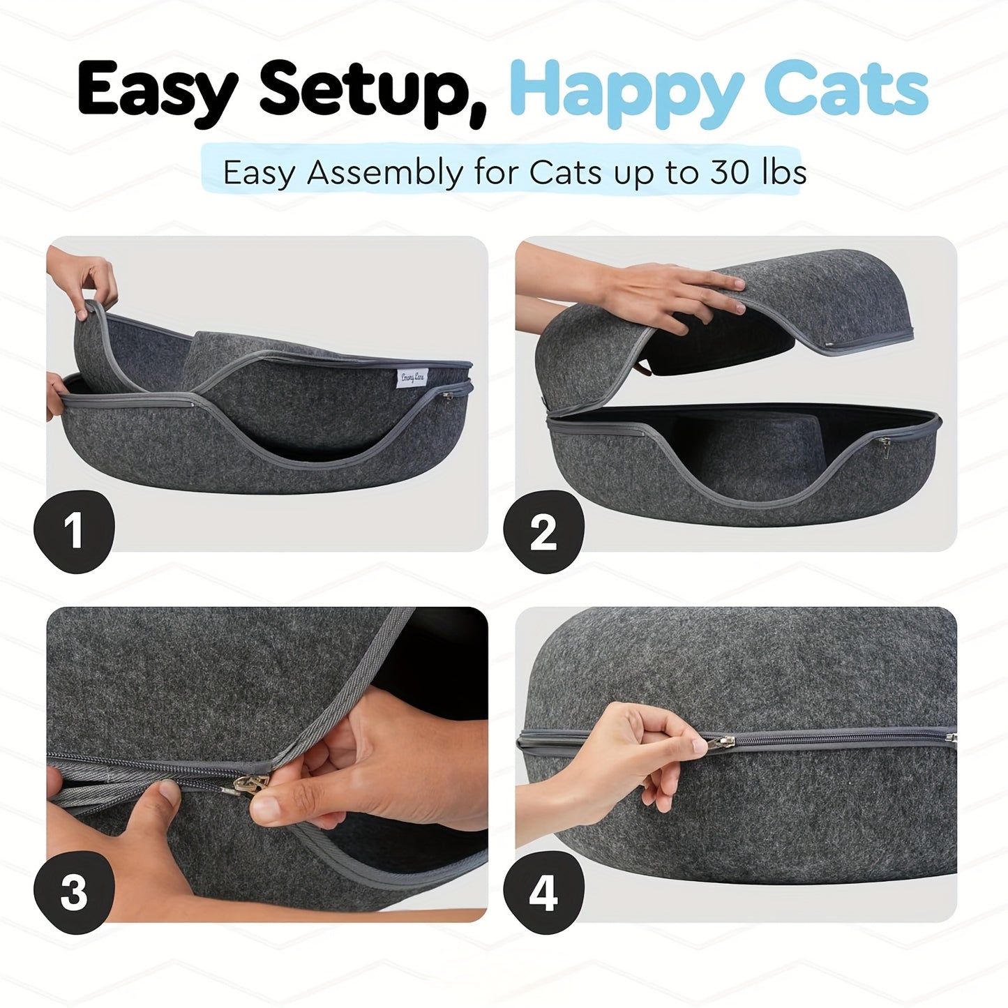 Panier Tunnel en Feutre pour Chats – Double Niveau