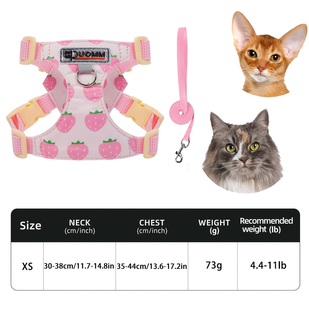 Harnais Imprimé Confortable avec Laisse pour Chats