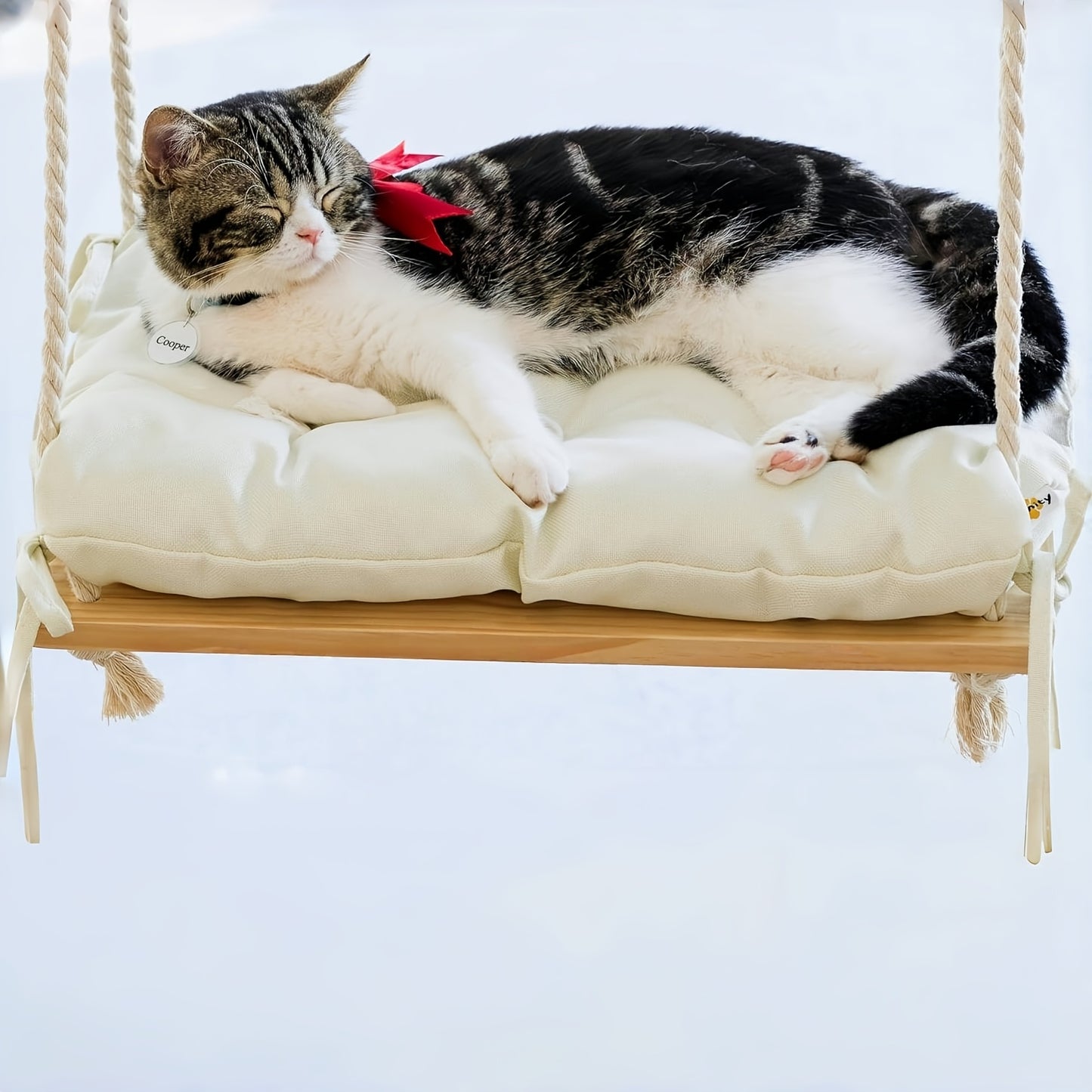 Lit de Fenêtre Suspendu en Bois pour Chats