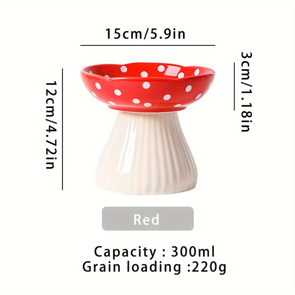 Gamelle Champignon Surélevée en Céramique pour Chats – 300ml
