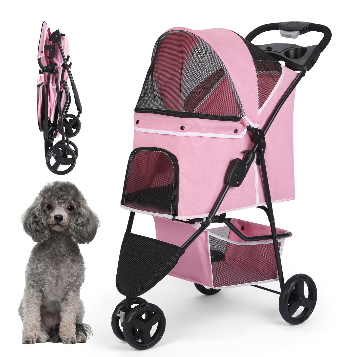 Poussette pour Chien et Chat avec Rangement Intégré