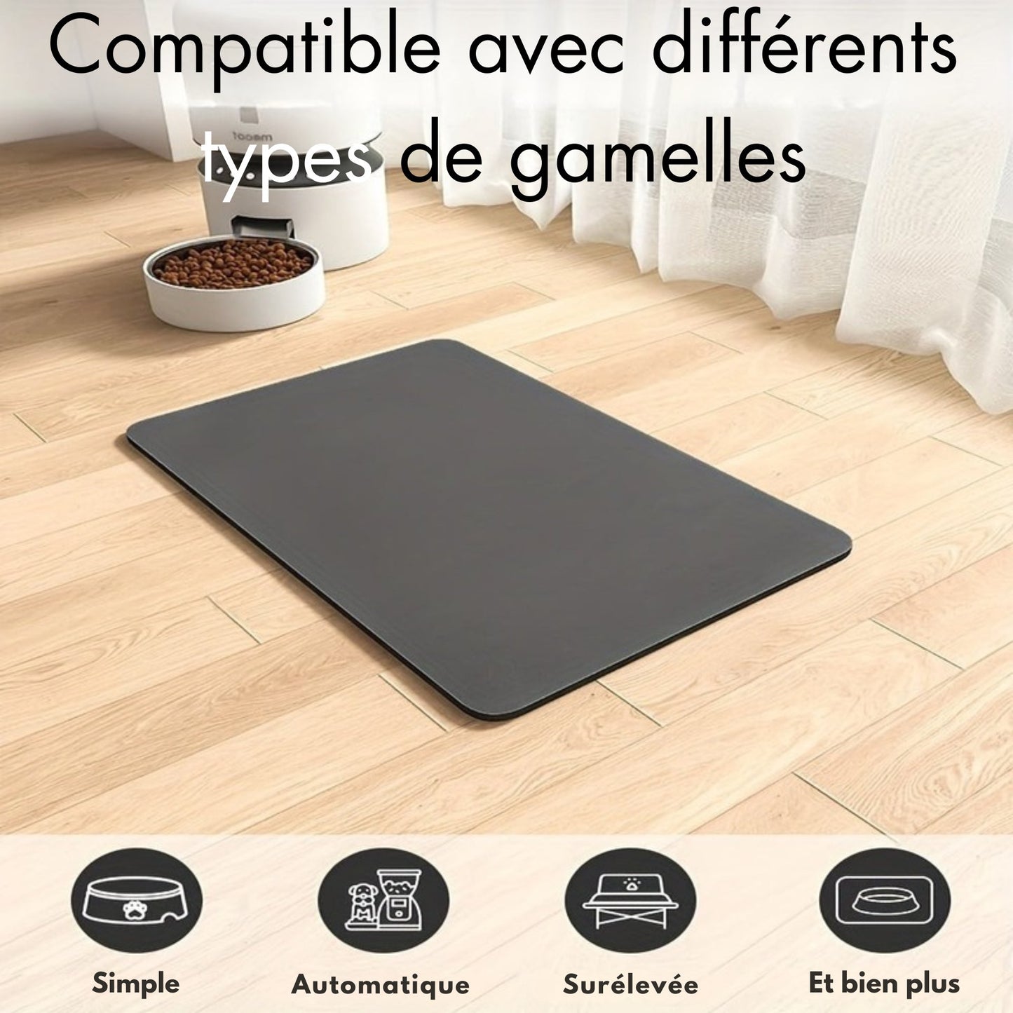Tapis gamelle simple antidérapant pour chien et chat