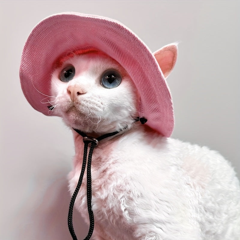 Chapeau Large à Lien Réglable pour Chats – Protection Solaire Respirante