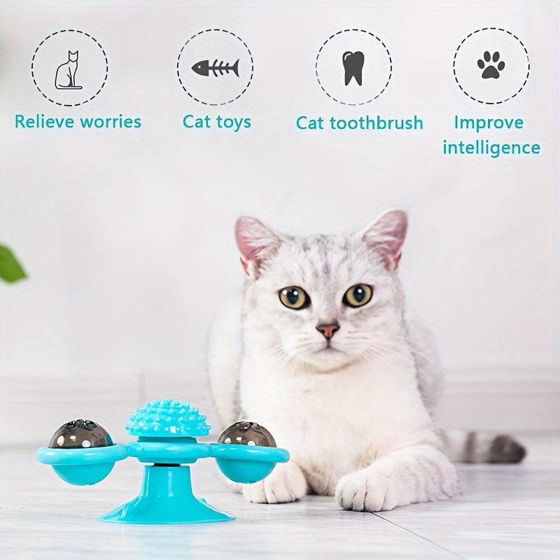 Jouet interactif pour chat en forme de moulin à vent