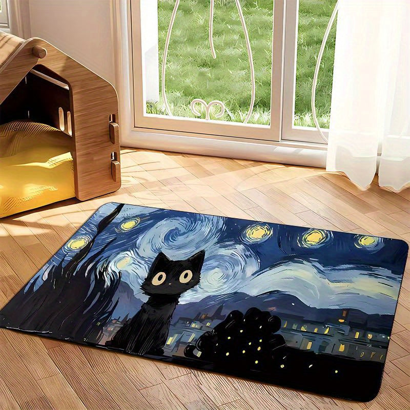 Tapis de Repas pour Animaux Inspiration Nuit Étoilée Van Gogh