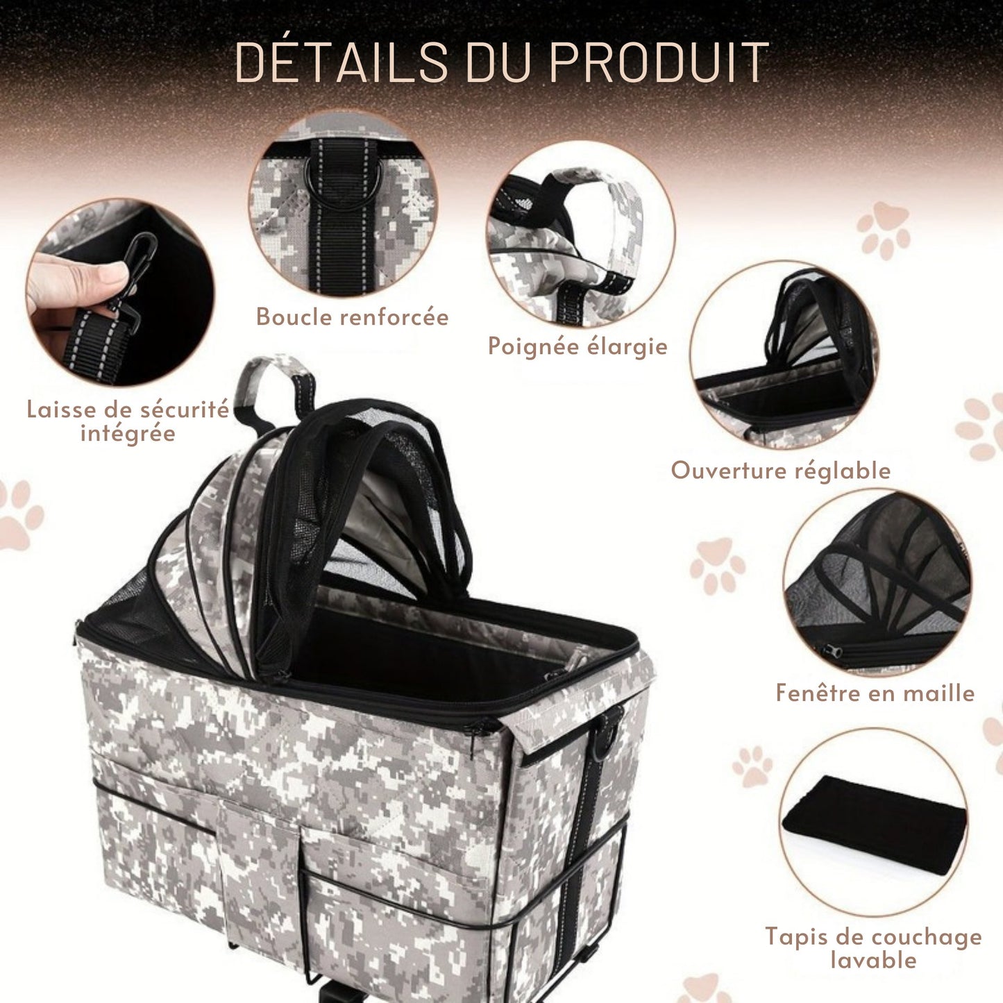 Panier arrière vélo multifonction pour chien et chat