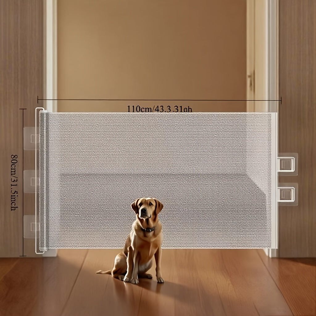 Barrière Rétractable à Maille Blanche pour Chiens