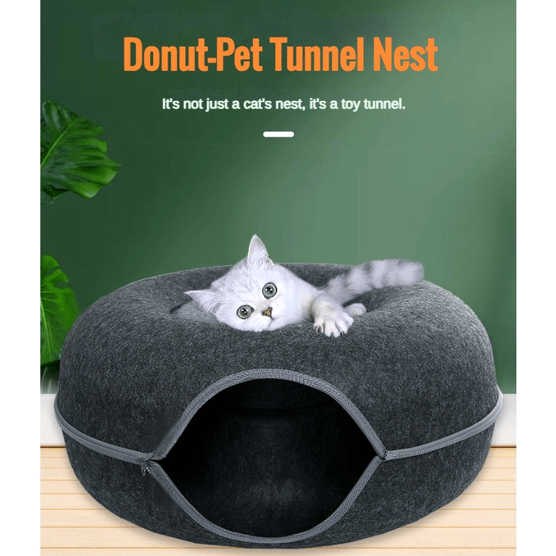 Panier Tunnel en Feutre pour Chats – Double Niveau