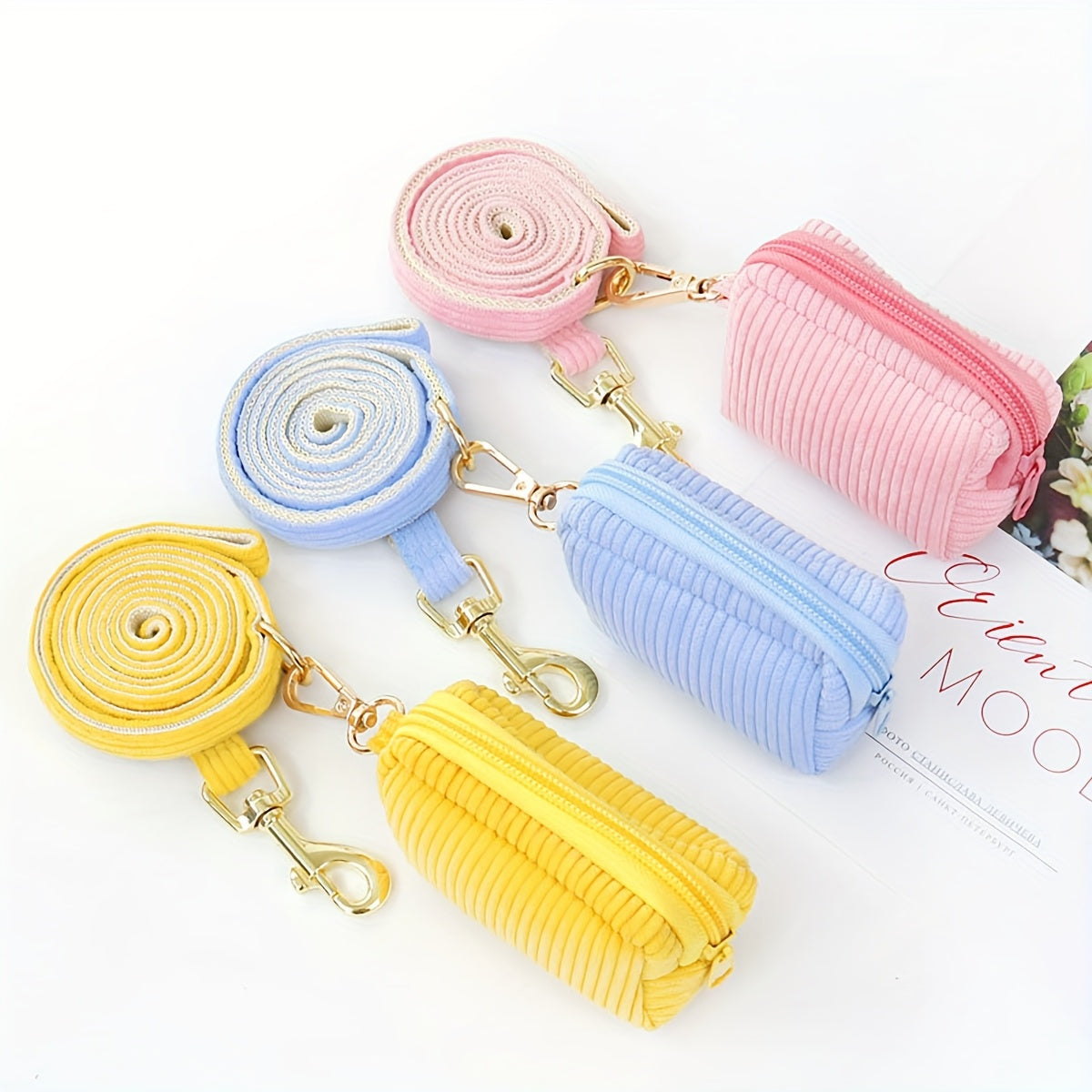 Ensemble Harnais et Accessoires en Velours Côtelé pour Chiens et Chats – 5 Pièces