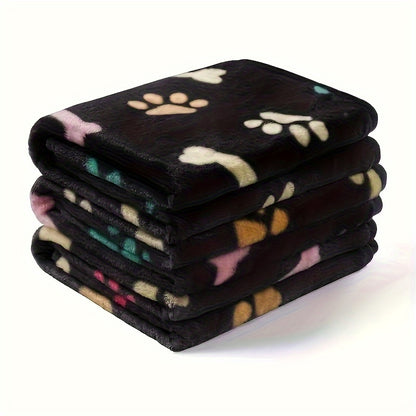 Couverture Polaire Noire à Motif Os & Pattes pour Animaux