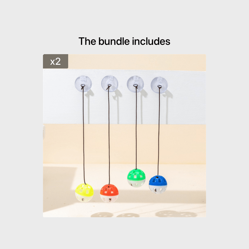 Jouet Suspendu à Ventouse avec Boule Sonore pour Chat