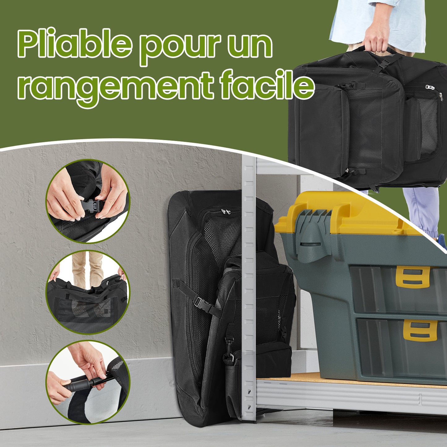 Cage de Transport Pliable en Tissu Oxford pour Chien