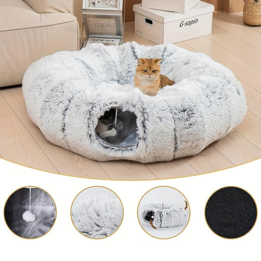 Tunnel et Panier Douillet pour Chats en Peluche