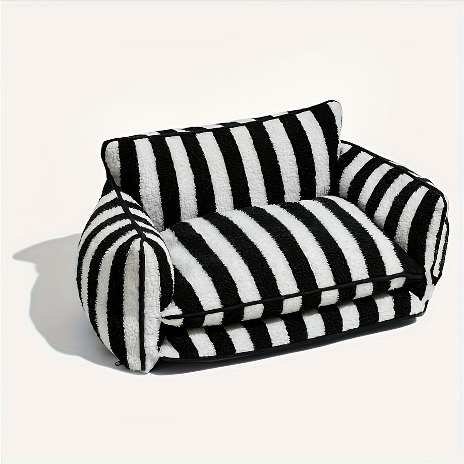 Canapé Double Coussin à Rayures pour Chien et Chat
