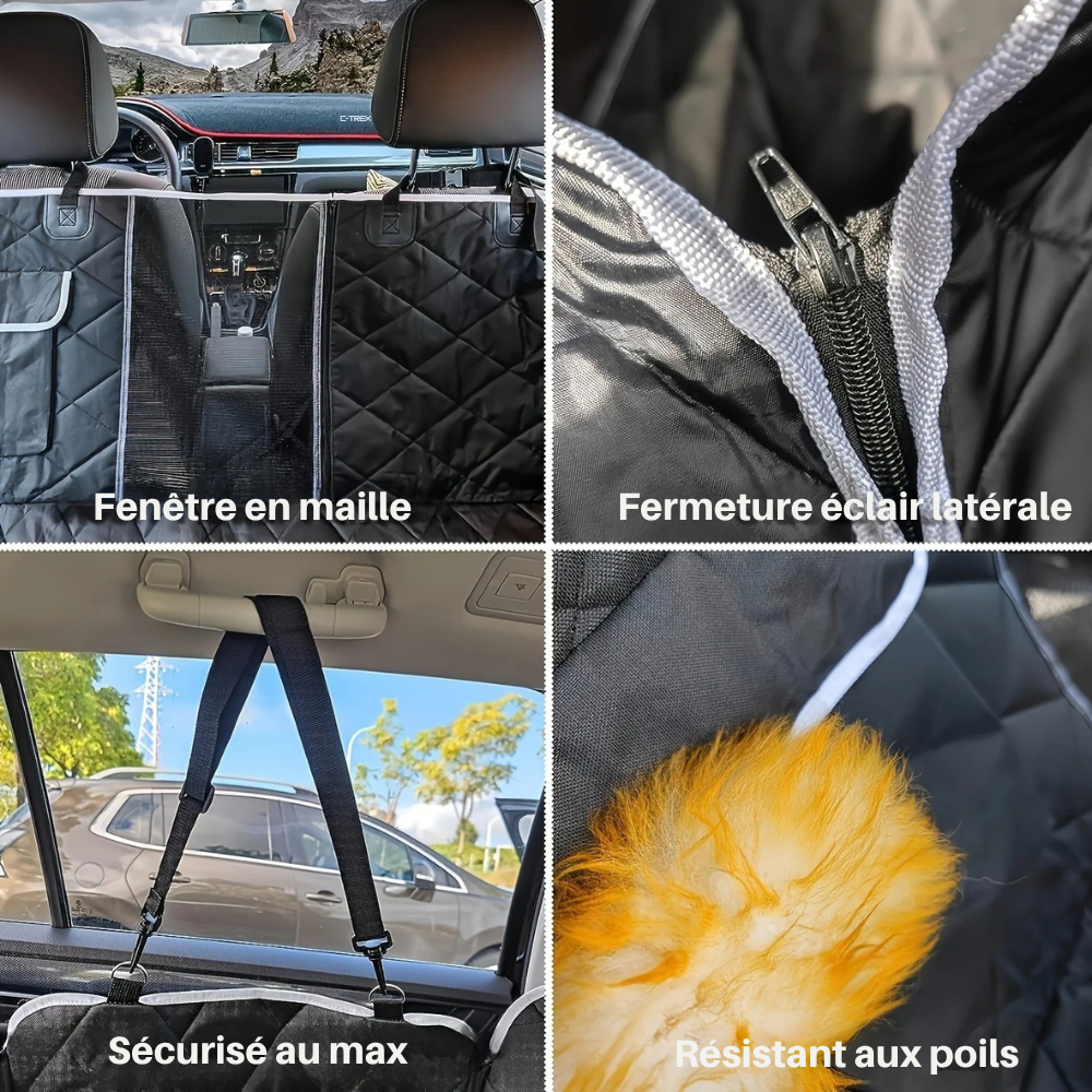 Housse de Siège Voiture pour Chien avec Fenêtre Maille et Poche