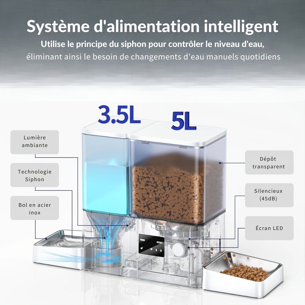 Distributeur Automatique Connecté 2-en-1 pour Chat – Gamme Smart Feeding