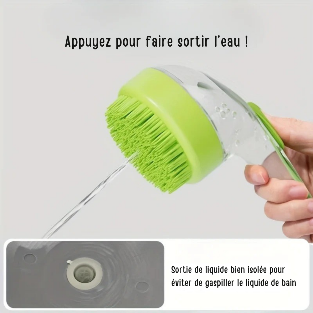 Brosse de Bain Ergonomique avec Long Manche pour Chiens et Chats