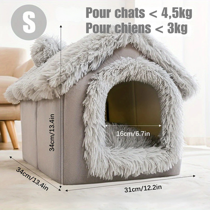 Maison douillette en forme de chalet pour chat et petit chien