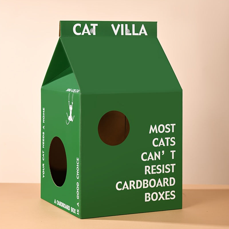 Maison en Carton en Forme de Brique de Lait pour Chat