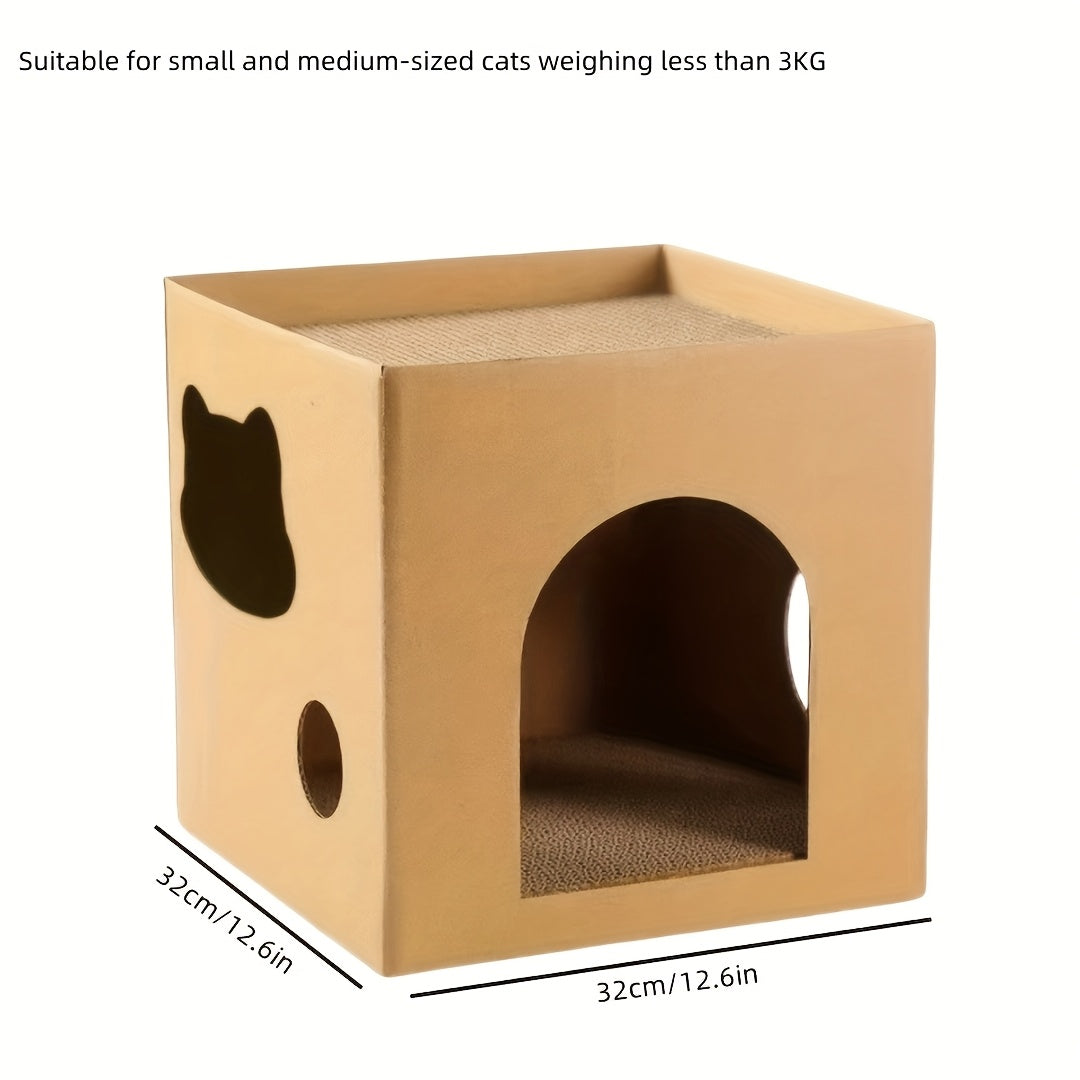 Maison en Carton avec Griffoir Intégré pour Chat