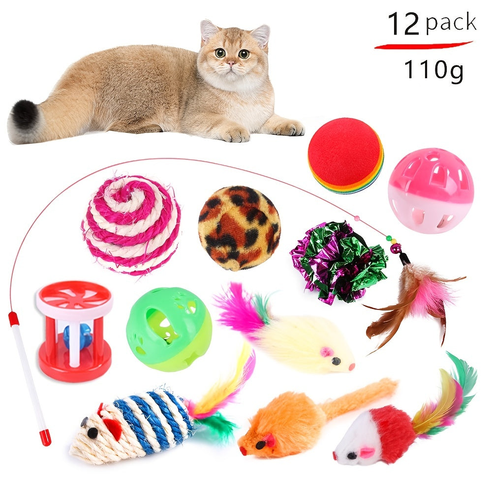 Pack Tunnel de Jeu Pliable Arc-en-Ciel pour Chat avec Jouets