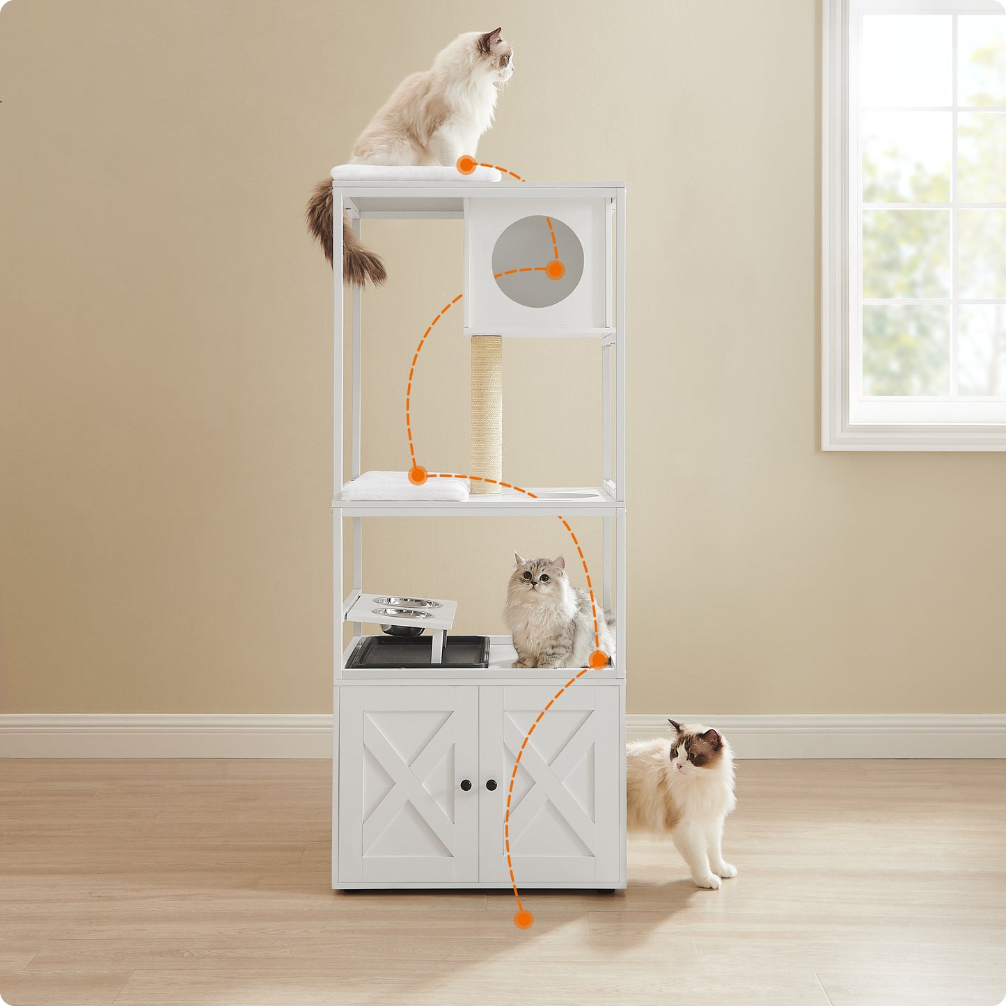 Arbre à Chat Multifonction Maison de Toilette