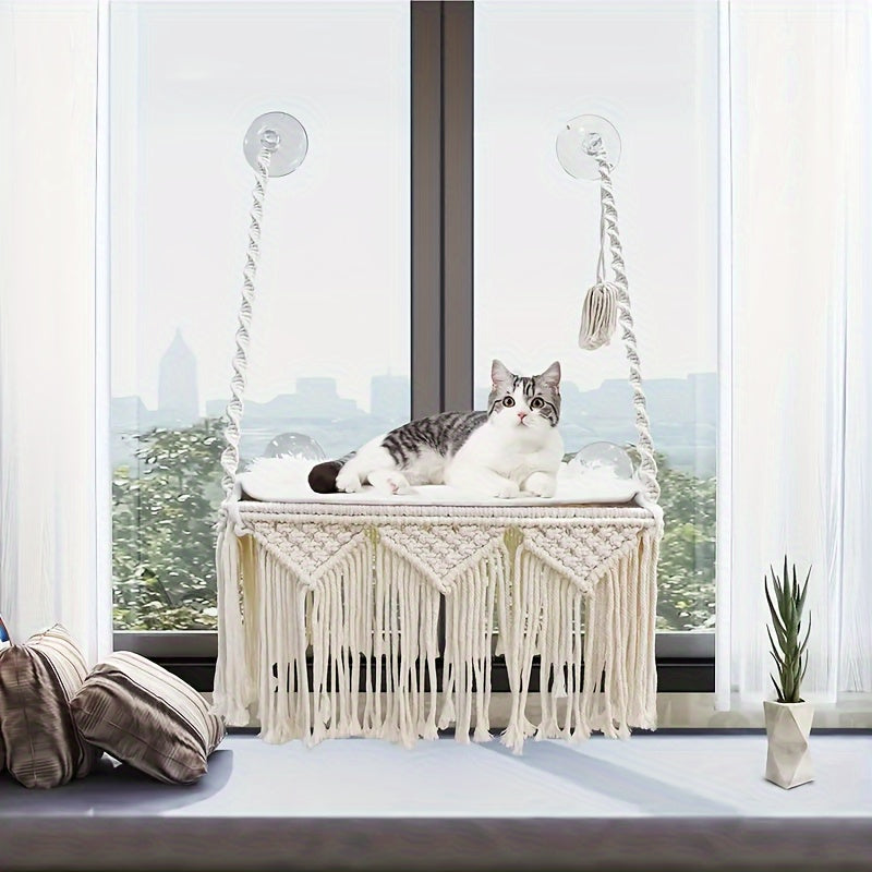Hamac de Fenêtre en Macramé pour Chat