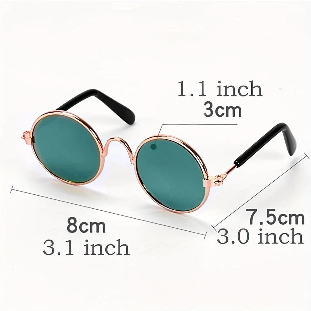 Pack 4 Paires de Lunettes Rétro Rondes en Métal pour Chats et Petits Chiens