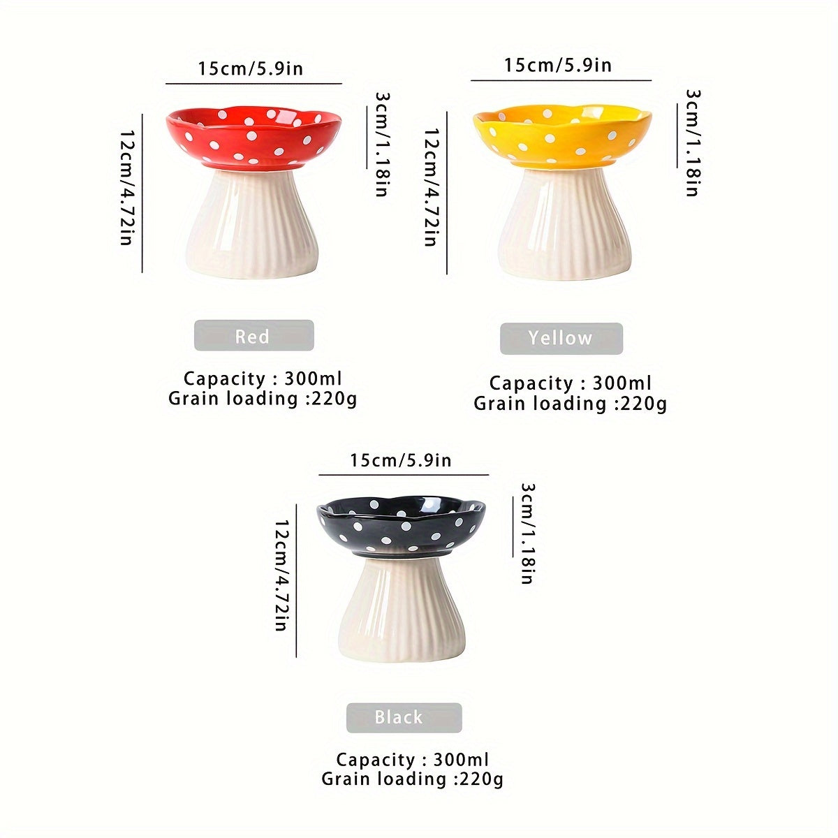 Gamelle Champignon Surélevée en Céramique pour Chats – 300ml