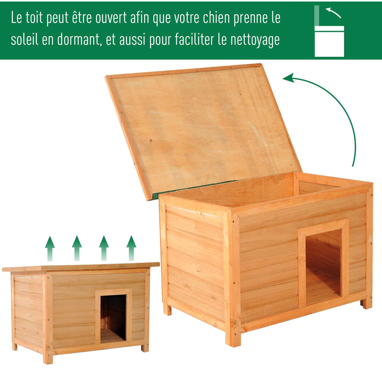 Niche en Bois Élevée PawHut avec Toit Bitumé Incliné