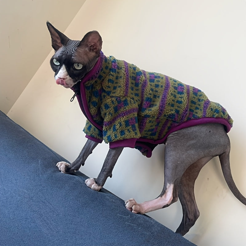 Manteau Zippé en Maille pour Chats – Veste Hivernale