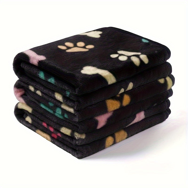 Couverture Flanelle Ultra Douce à Motifs Pattes et Os pour Chien
