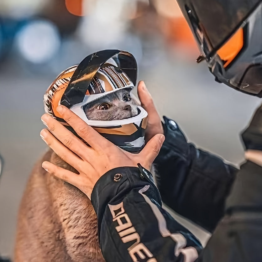 Casque Moto pour Chats – Mini Casque en PVC Style Motard