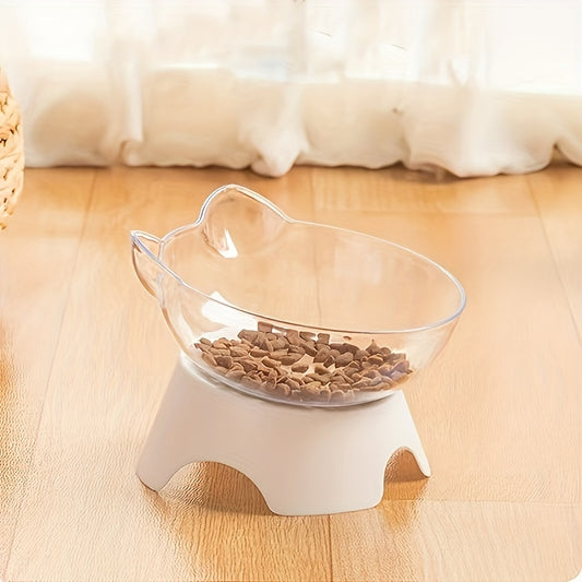 Gamelle Unique Inclinée Transparente Surélevée pour Chats – 13 cm