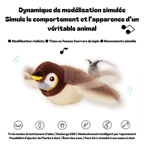 Oiseau Interactif Électrique Rechargeable pour Chat