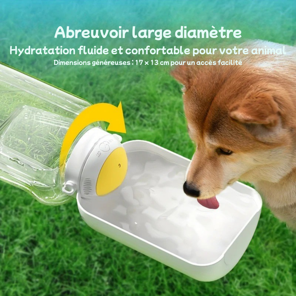 Gourde portable 2-en-1 pour eau et croquettes (1000ml + 300g)