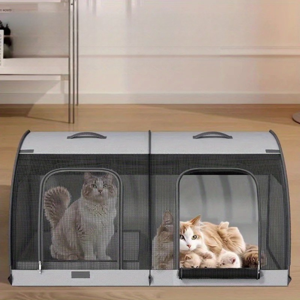Maison Double Pliable avec Bac à Litière intégré