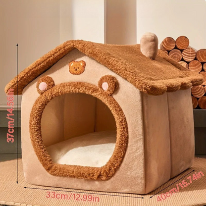 Maison en peluche style chalet pour chien et chat