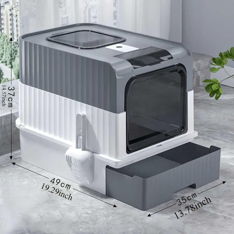 Grande Maison de Toilette pour Chat – Bac à Litière avec Tiroir et Pelle