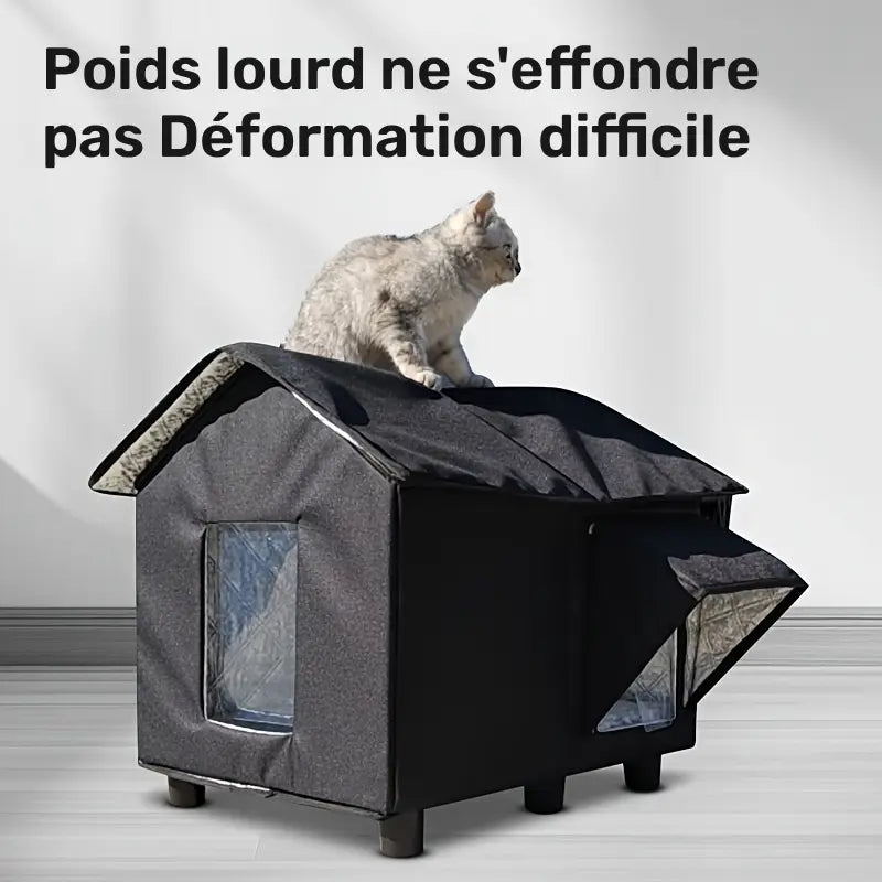 Maison Imperméable Noire pour Chats et Petits Chiens