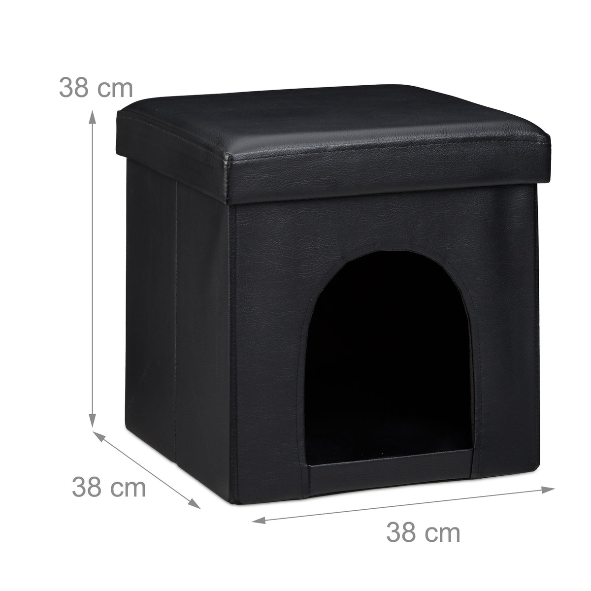 Pouf pour chien noir, ronde, avec bord surélevé sur tout le pourtour